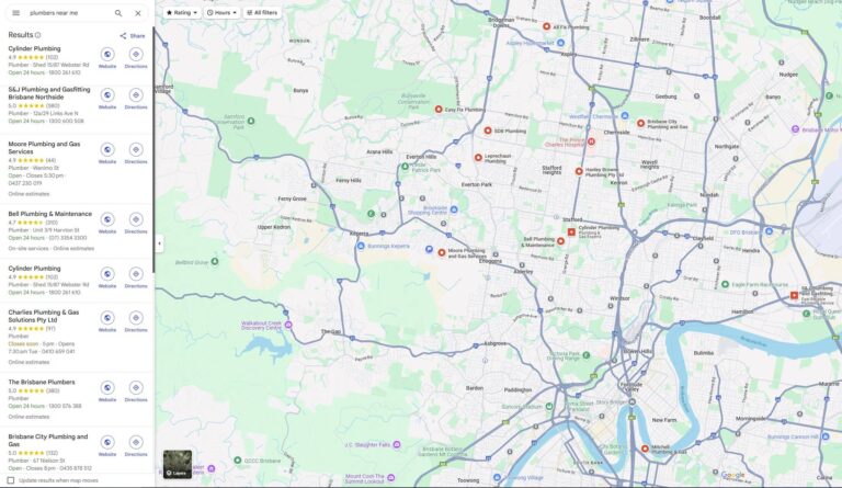 Plumbers on Google Maps